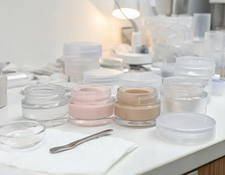 Builder Gel Sourcing on a cosmetics bench, illustration only