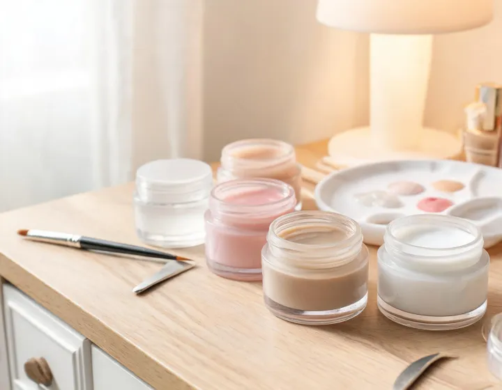 private label builder gel on a cosmetics bench, illustration only