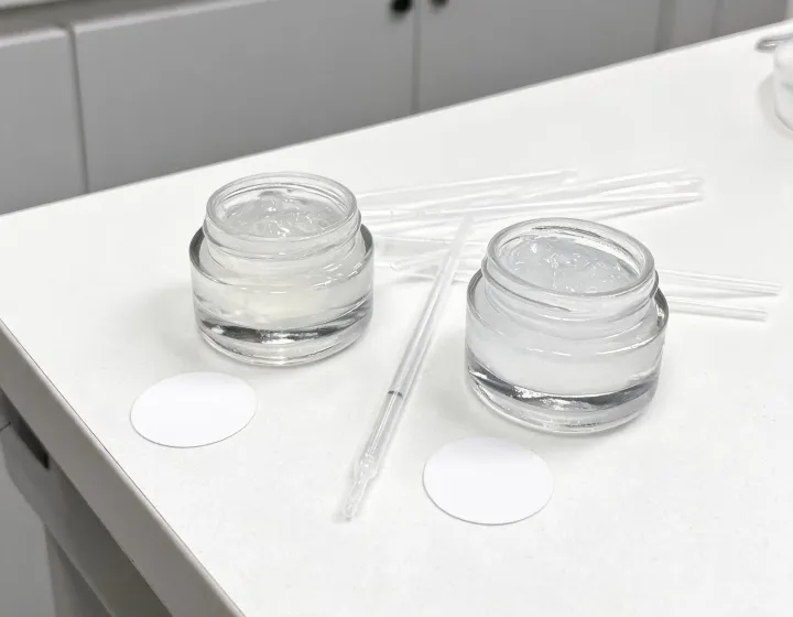 gel x vs builder gel on a cosmetics bench, illustration only